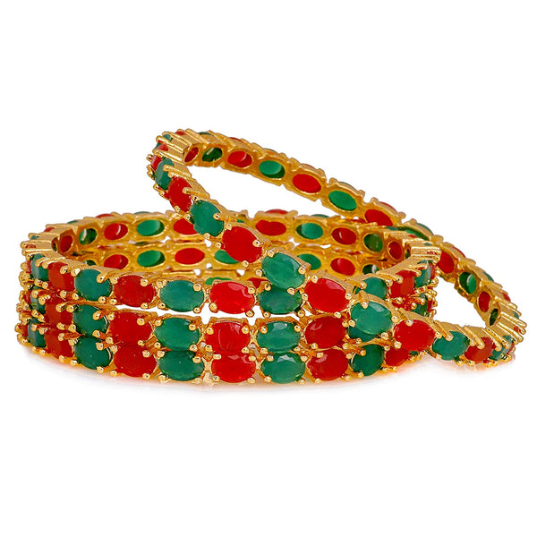 Gold-Plated Alloy Multi Ad 4 Bangles Set - The Pari - Distacart