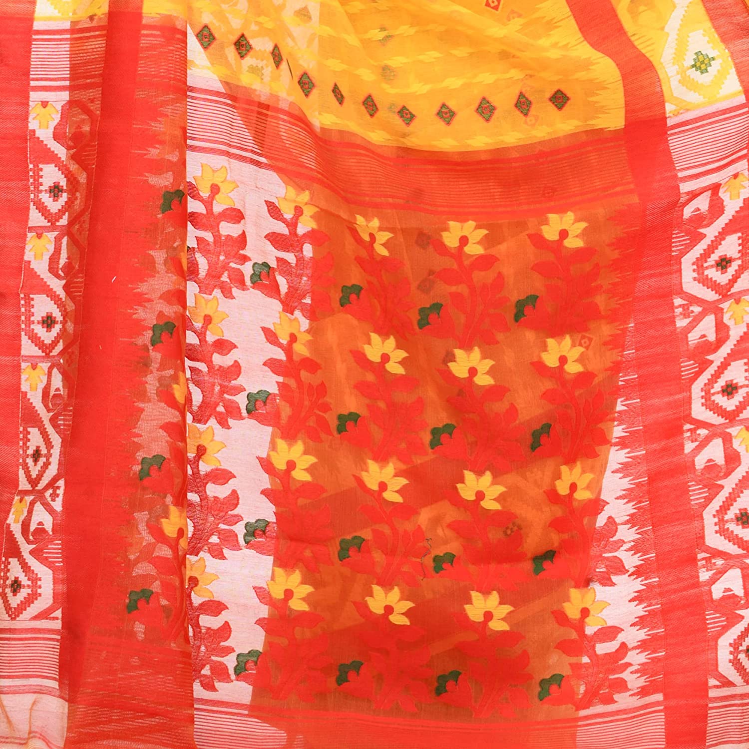 Desh Bidesh Women's Oporajita Design Dhakai Jamdani Bengal Pure Cotton Saree Whole Body Design Without Blouse Piece - Distacart