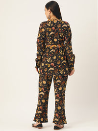 Thumbnail for InWeave Women's Black Kalamkari Coord Set With Belt - Distacart