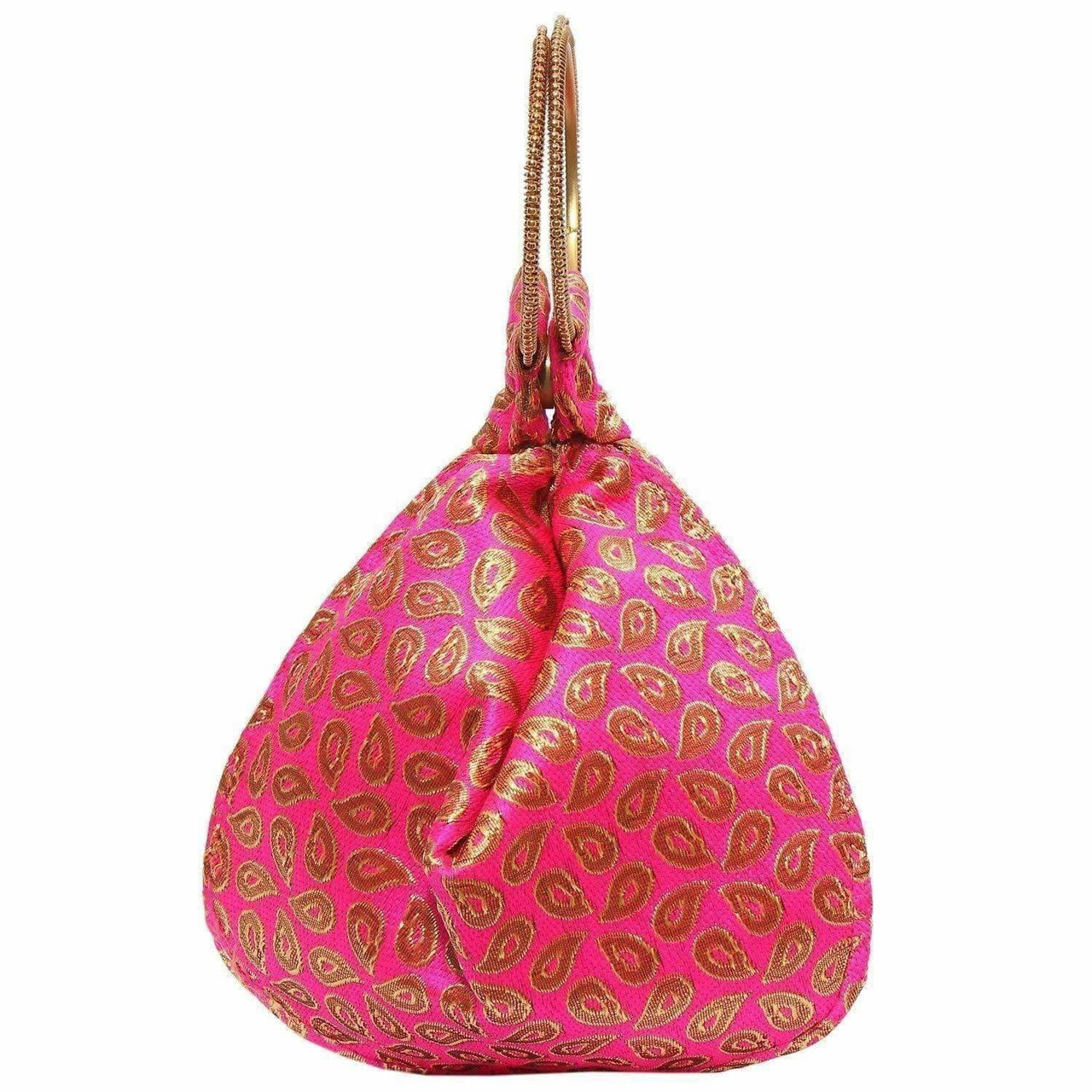 Ethnic Clutch Silk Potli Batwa Pouch Bag with Metal Bead work - Distacart