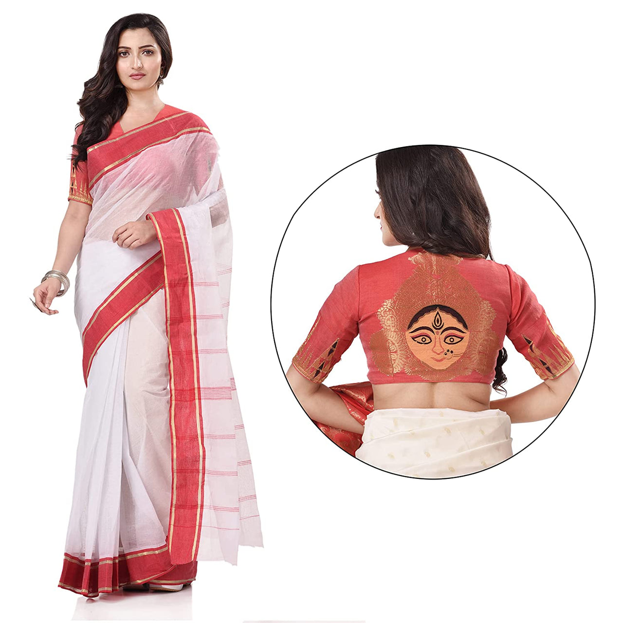 Desh Bidesh Women's Bengal Tant Aradhana Pure Handloom Cotton Saree - Distacart