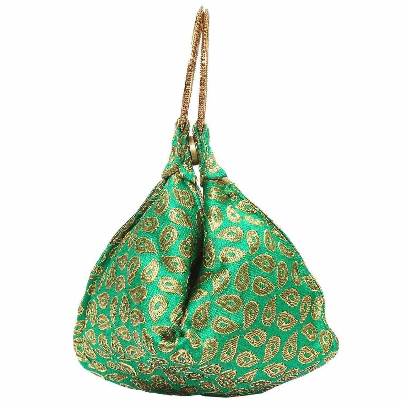 Ethnic Clutch Silk Potli Batwa Pouch Bag with Metal Bead work - Distacart