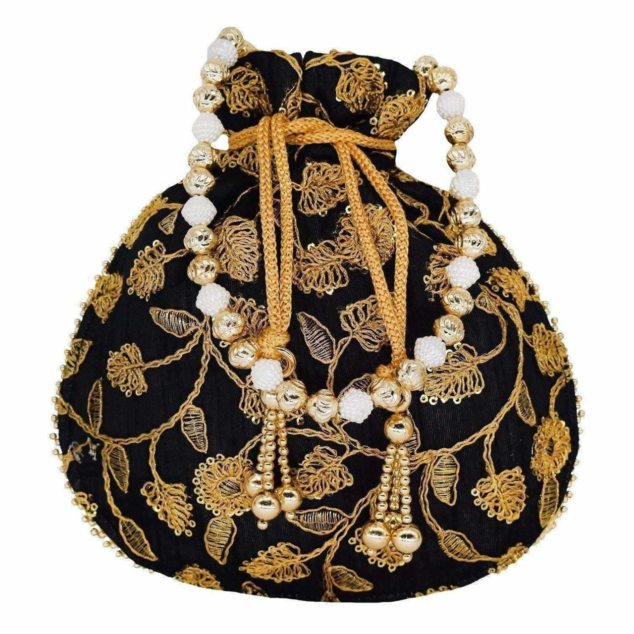 Ethnic Silk Potli bag Clutch Batwa Pouch with Embroidery and Metal Bead work Gift For Women - Distacart