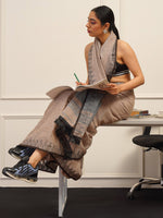 Thumbnail for Tikhi Imli Brown Printed Woven Design Saree - Distacart