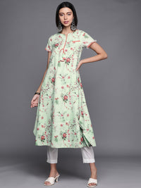 Thumbnail for Biba Women Green & Pink Floral Printed Kurta - Distacart
