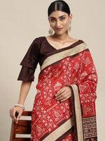 Thumbnail for Kalini Red & White Ethnic Motifs Art Silk Sambalpuri Saree - Distacart