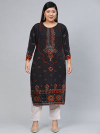 Thumbnail for Biba Women Black Ethnic Motifs Printed Kurta - Distacart