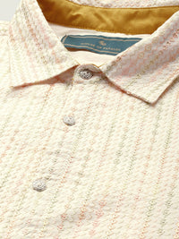 Thumbnail for House of Pataudi Men Jashn Embroidered Sequinned Pure Cotton Kurta with Trousers - Distacart