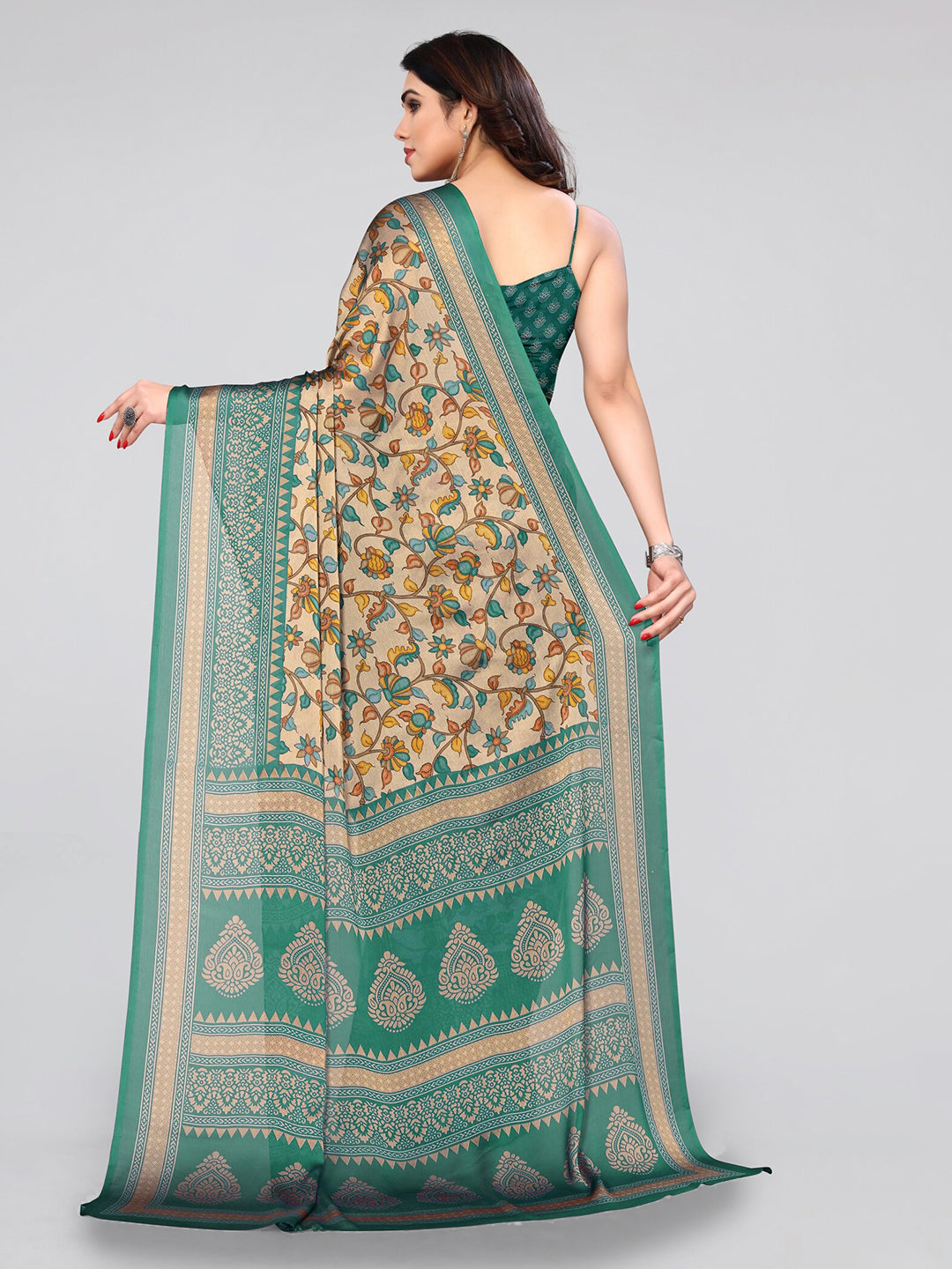 Kalini Floral Poly Chiffon Saree With Blouse Piece - Distacart