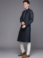 Thumbnail for Manyavar Men Blue Embroidered Kurta with Pyjamas - Distacart