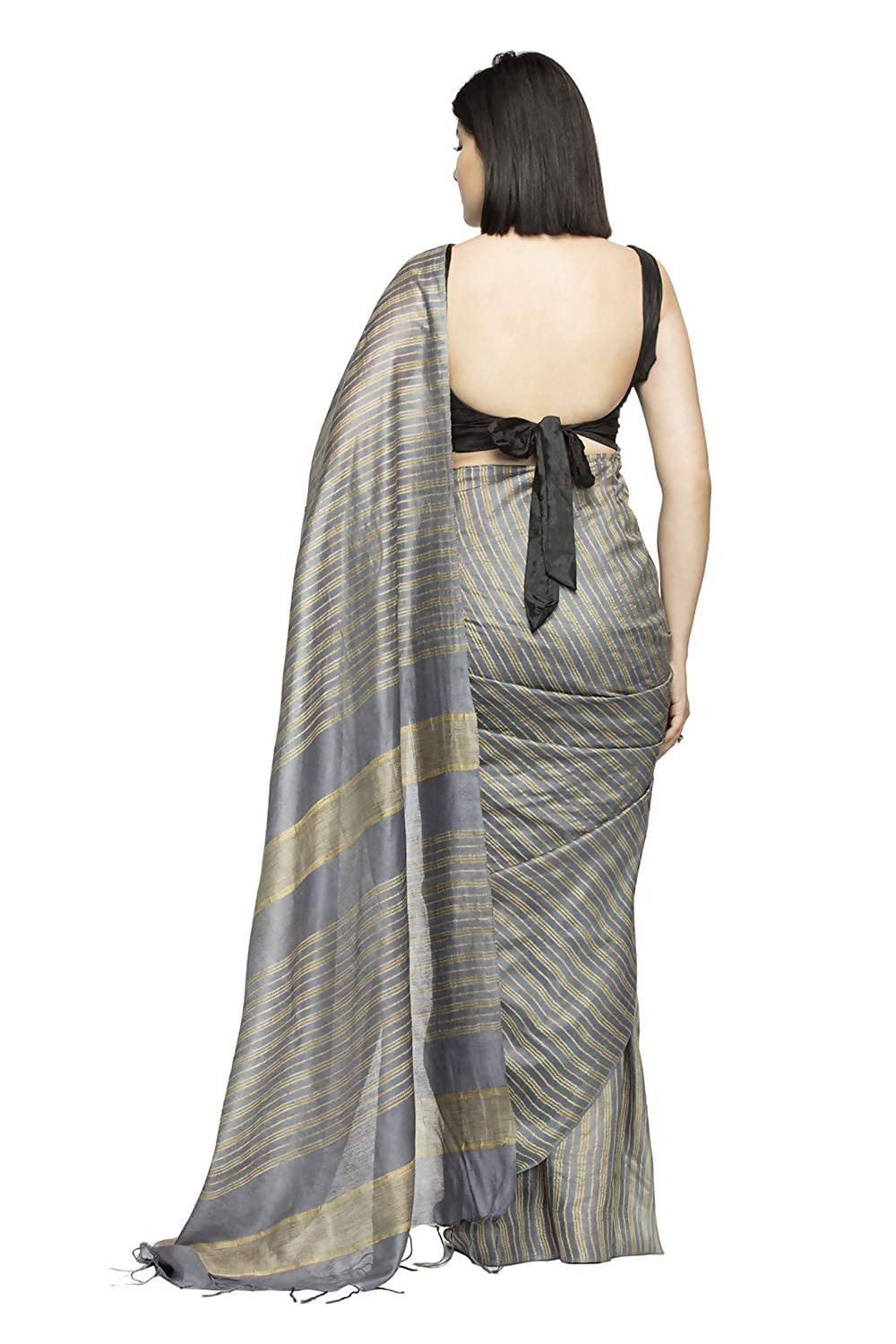 Mominos Fashion Grey Color Bhagalpuri Saree