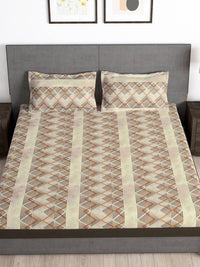 Thumbnail for Story@home Brown & White Striped Microfiber 180 TC Bedsheet With Pillow Cover - Distacart