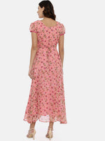 Thumbnail for Souchii Women Pink Printed Fit and Flare Dress - Distacart