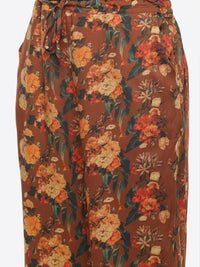 Thumbnail for Biba Women Brown Floral Printed Kurta with Trousers - Distacart