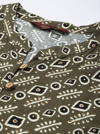 Thumbnail for Sangria Women Ethnic Motifs Printed Mandarin Collar Anarkali Kurta - Distacart