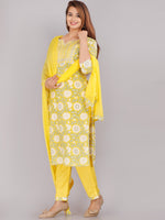 Thumbnail for Kalini Women Yellow Floral Printed Pure Cotton Kurta with Trousers & Dupatta - Distacart