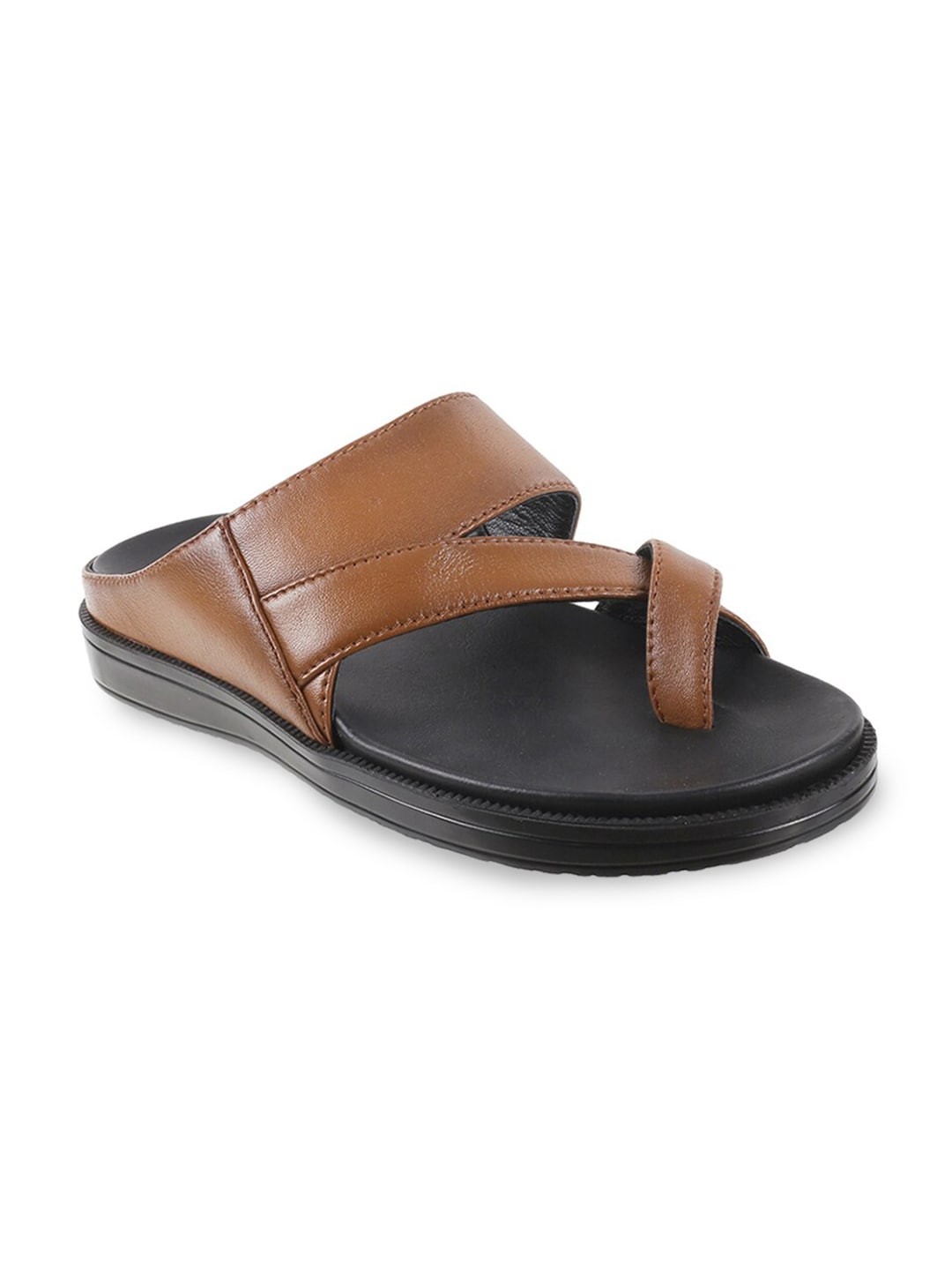 Mochi Tan Brown Leather Comfort Sandals For Men - Distacart