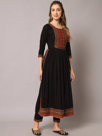 Thumbnail for Kalini Ethnic Motifs Yoke Design Mirror Work Pleated Kurta & Trousers With Dupatta - Distacart