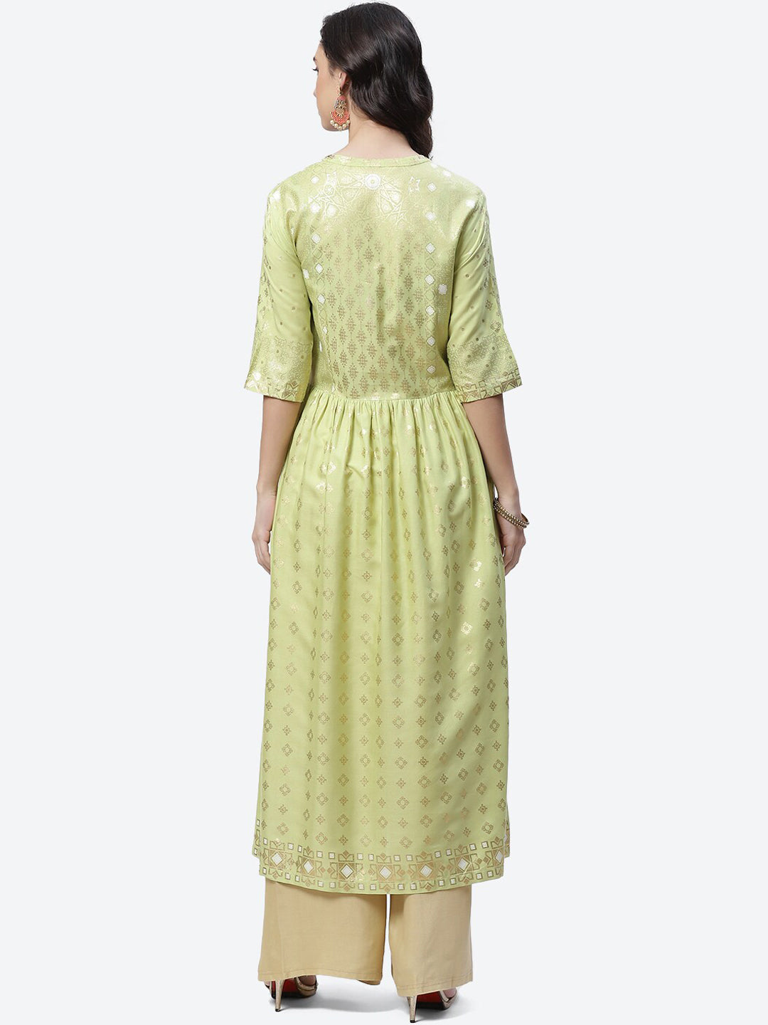 Biba Women Green Ethnic Motifs Printed Anarkali Kurta - Distacart