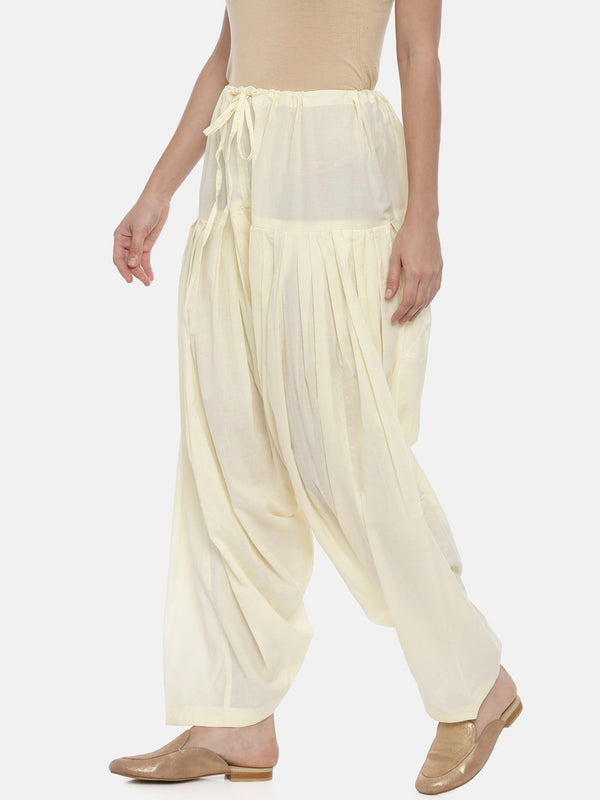 Souchii Cream-Coloured Solid Loose-Fit Patiala - Distacart