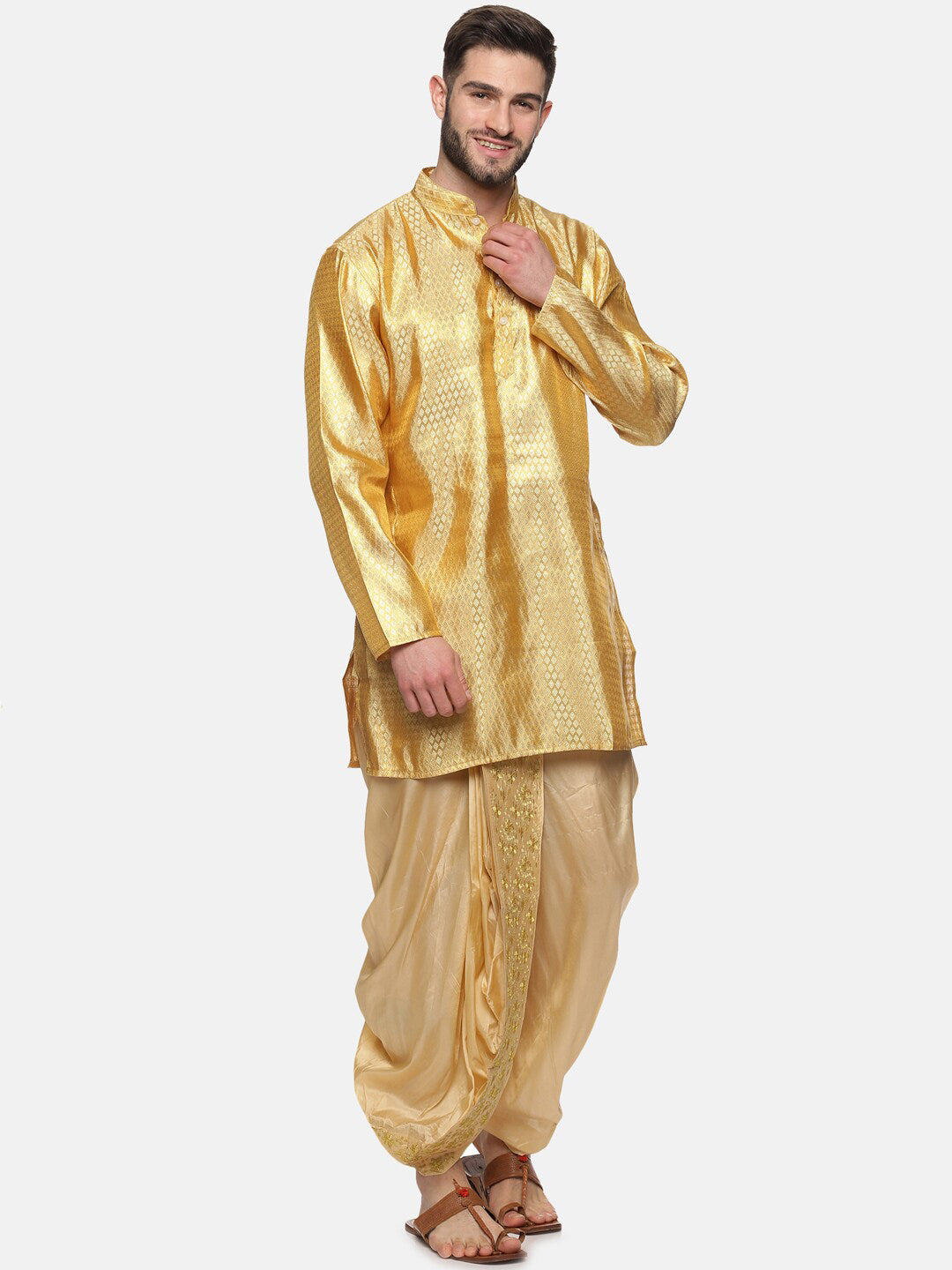 Sethukrishna Men Golden Embroidered Dhoti Pant - Distacart