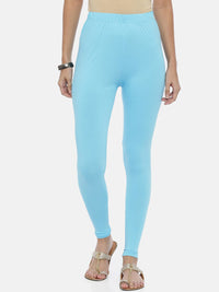 Thumbnail for Souchii Light-Blue Solid Ankle-Length Leggings - Distacart