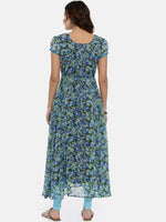 Thumbnail for Souchii Blue & Green Printed A-Line Kurta - Distacart