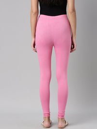Thumbnail for Souchii Pink Solid Slim-Fit Churidar-Length Leggings - Distacart