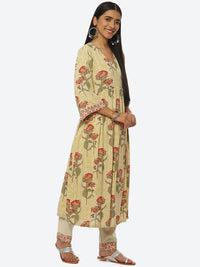Thumbnail for Biba Women Floral Printed Kurta with Trousers & Dupatta - Distacart