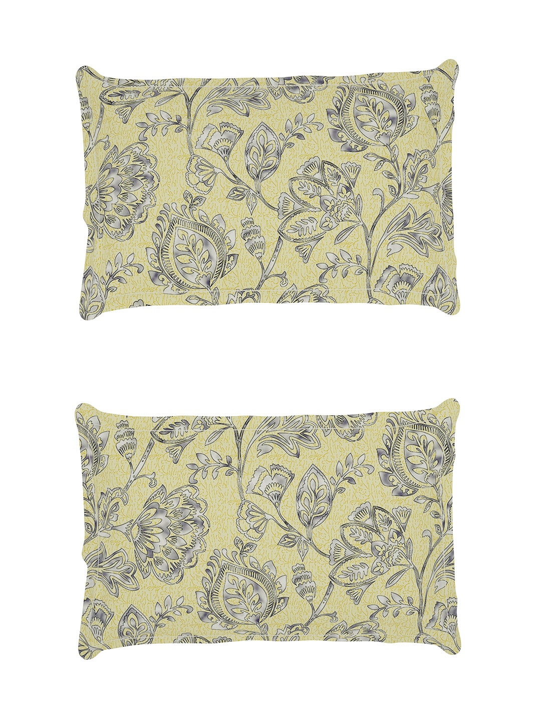 Story@home Arena Cream-Coloured & Grey Printed 180 TC Queen Bedsheet & 2 Pillow Covers - Distacart