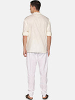 Thumbnail for Sethukrishna Men Beige & White Pure Cotton Kurta with Pyjamas - Distacart