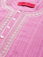 Thumbnail for House of Pataudi Men Pure Cotton Self Striped Embroidered Thread Work Jashn Kurta - Distacart