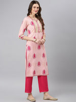 Thumbnail for Khushal K Women Pink Ethnic Motifs Printed Gotta Patti Kurta with Trousers & Dupatta - Distacart