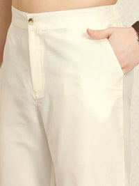 Thumbnail for House of Pataudi Men Jashn Embroidered Sequinned Pure Cotton Kurta with Trousers - Distacart