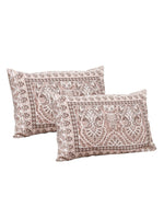 Thumbnail for Lali Prints Brown & White Ethnic Motifs Cotton 180 TC King Bedsheet with 2 Pillow Covers - Distacart
