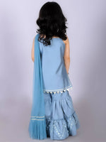 Thumbnail for Lil Drama Ethnic Girls Blue Kurta with Sharara and dupatta set - Distacart