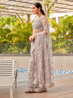 Thumbnail for Tikhi Imli Embroidered Net Heavy Work Saree - Distacart