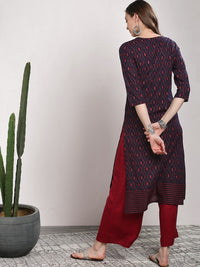 Thumbnail for Sangria Women Blue Geometric Printed Straight Kurta - Distacart