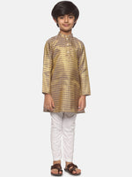 Thumbnail for Sethukrishna Boys Gold-Toned Embroidered & Embellished Kurta With Pyjamas - Distacart