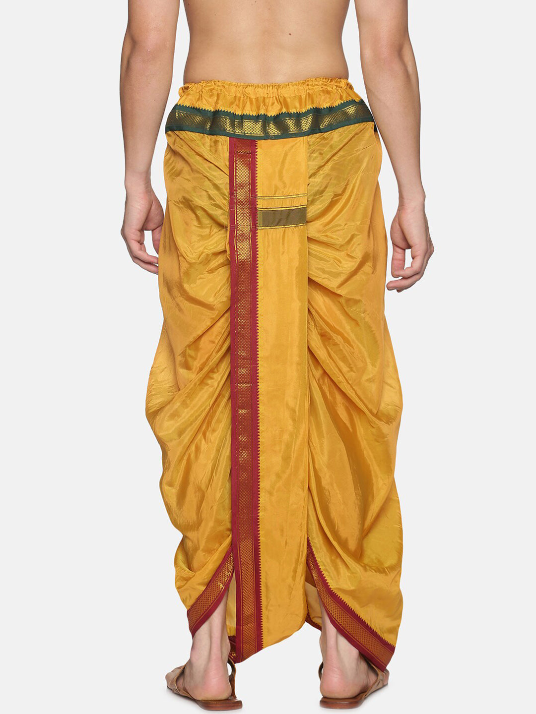 Sethukrishna Men Mustard-Yellow & Red Solid Readymade Dhoti - Distacart
