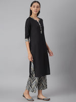 Thumbnail for Khushal K Women Black & Grey Printed Kurta with Palazzos - Distacart
