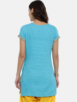 Thumbnail for Souchii Blue Yoke Design Jacquard Straight Kurta - Distacart