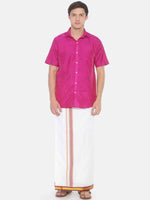 Thumbnail for Sethukrishna White Solid Readymade Pocket Dhoti For Men - Distacart