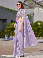 Thumbnail for Tikhi Imli Lavender Embellished Saree - Distacart