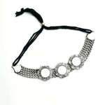 Thumbnail for Mominos Fashion Johar Kamal Oxidised Silver-Plated Mirror Design Necklace Choker Set For Women - Distacart