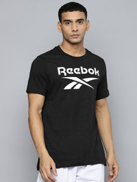 Thumbnail for Reebok Men Black & White Identity Big Logo Pure Cotton Slim Fit T-shirt - Distacart