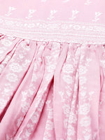 Thumbnail for HERE&NOW Women Pink & White Ethnic Motifs Printed Anarkali Kurta - Distacart