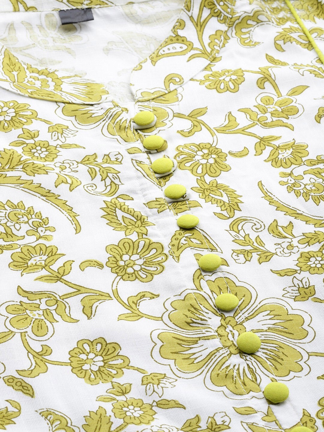 Kalini Women Olive Green & White Floral Printed Floral Anarkali Kurta - Distacart