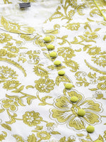 Thumbnail for Kalini Women Olive Green & White Floral Printed Floral Anarkali Kurta - Distacart