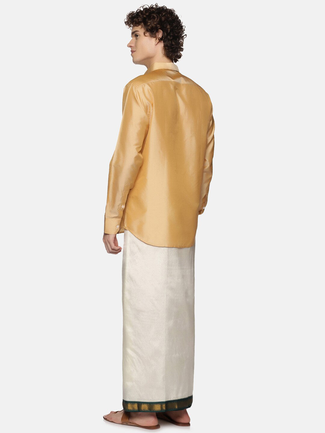 Sethukrishna Men Off White Solid Art Silk Dhotis - Distacart